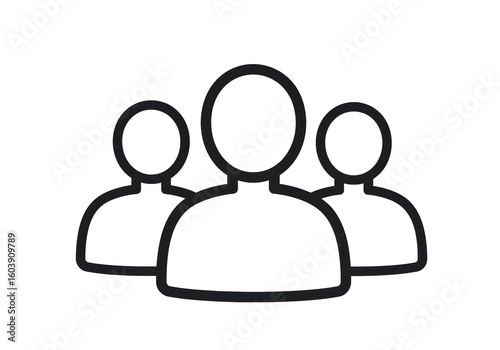 Isolated Group of People Outline Icon