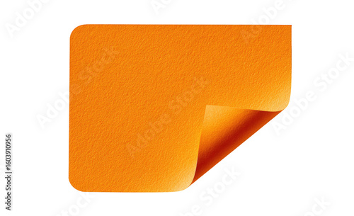 Orange Paper Note Corner Curl on Transparent Background