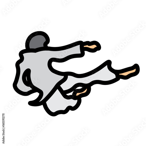 Taekwondo Kick Vector Filled Icon Design