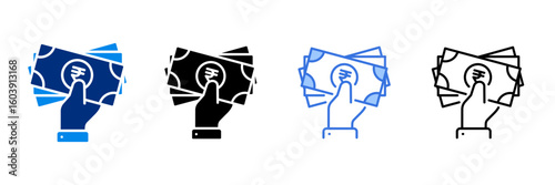 Banknote Icon Set With Different Currencies