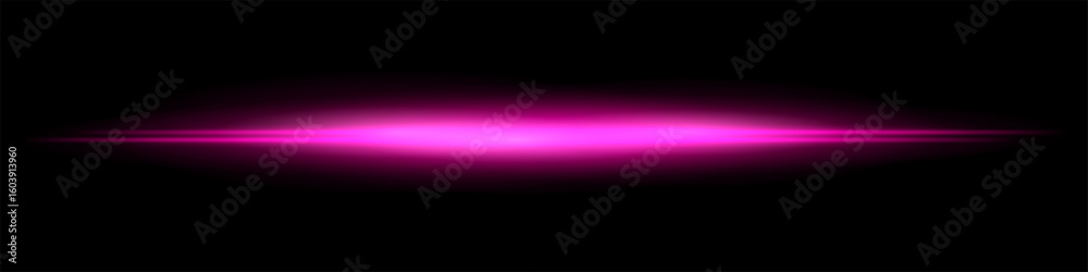 Obraz premium Intense horizontal beam with bright central area and wide fading glow. Clean abstract effect combining sharp and soft contrasts in one direction.