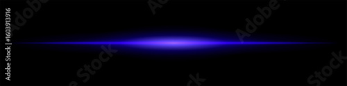 Single horizontal beam with intense glow at the center and sharp fade at the edges. Creates a clean visual effect with minimal abstract focus.