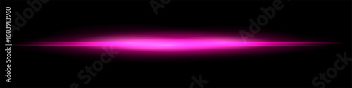 Intense horizontal beam with bright central area and wide fading glow. Clean abstract effect combining sharp and soft contrasts in one direction.