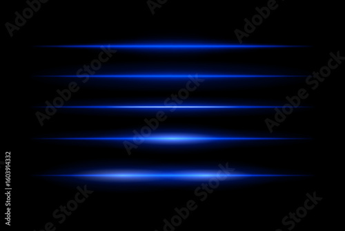 Glowing horizontal beams arranged in vertical stack with symmetrical light spread. Sharp edges fade smoothly into dark background, creating futuristic motion effect.