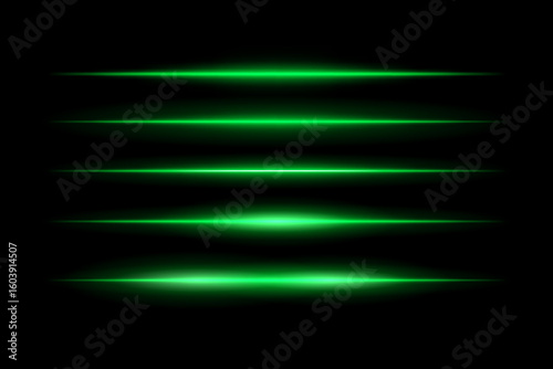 Glowing horizontal beams arranged in vertical stack with symmetrical light spread. Sharp edges fade smoothly into dark background, creating futuristic motion effect.