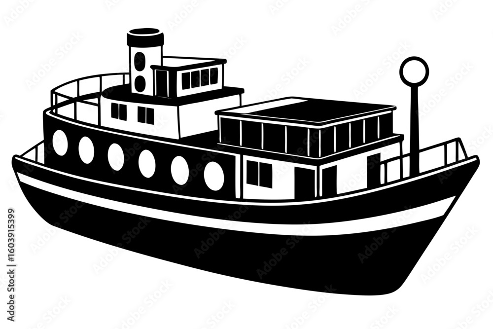 Fototapeta premium barge black and white silhouette