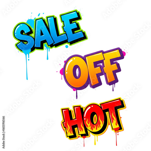 Graffiti Style Sale Tags Vector Set