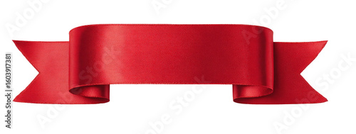Bright Red Ribbon Detail Close Up on Transparent Background