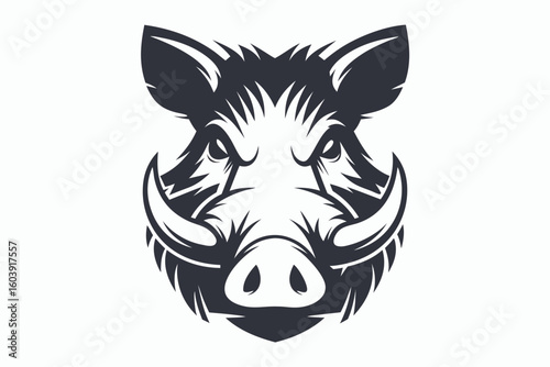 warthog head black and white silhouette