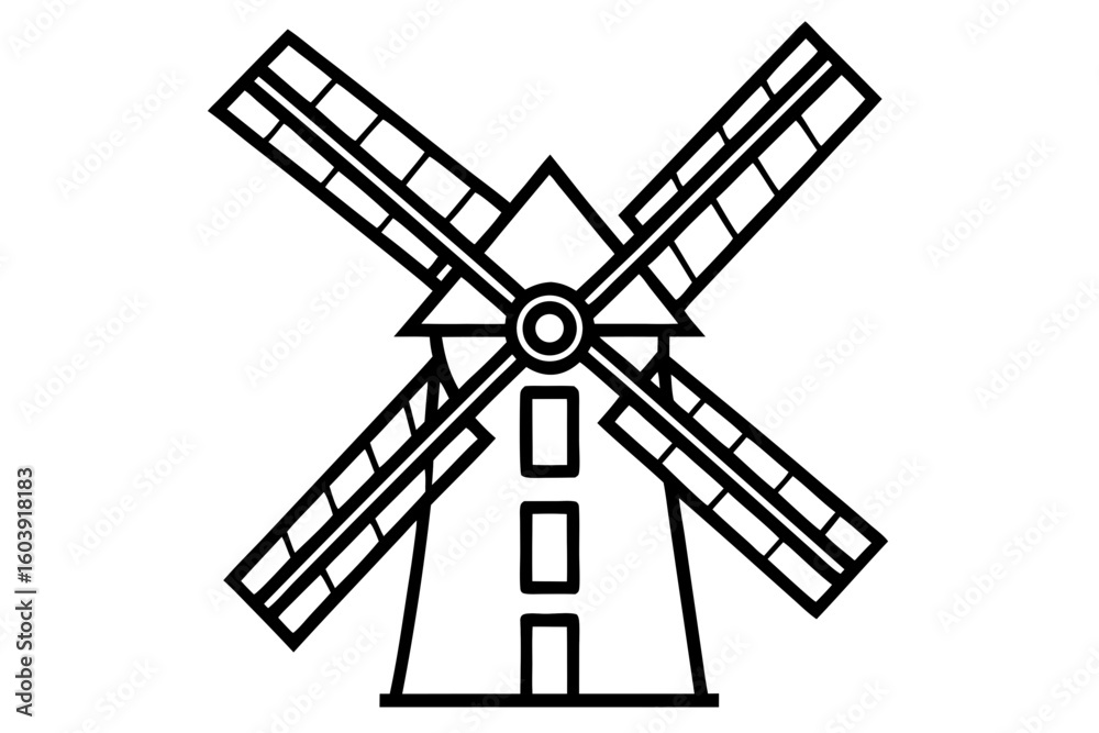 vector windmill black and white silhouette vector windmill black and white silhouette
