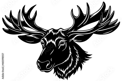 moose head black and white silhouette