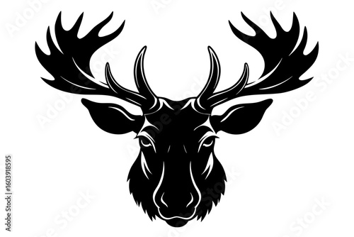 moose head black and white silhouette