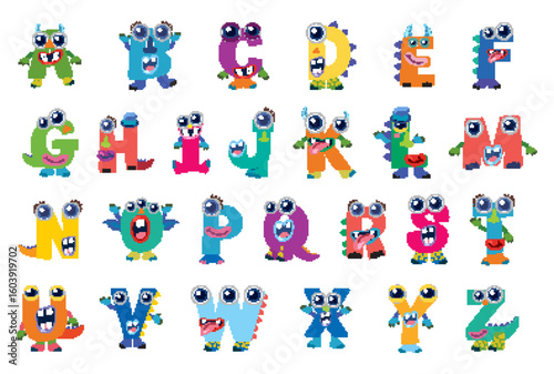 Colorful Monster Alphabet Vector Illustration