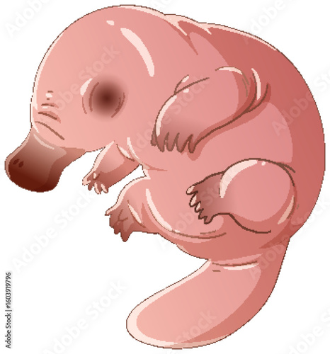 Cartoon Baby Platypus in Soft Pastel Colors