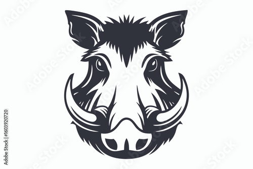 warthog head black and white silhouette