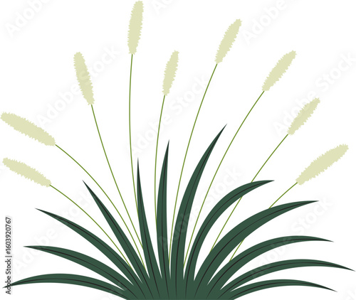 cute cartoon vector illustration of a grass with flowers.