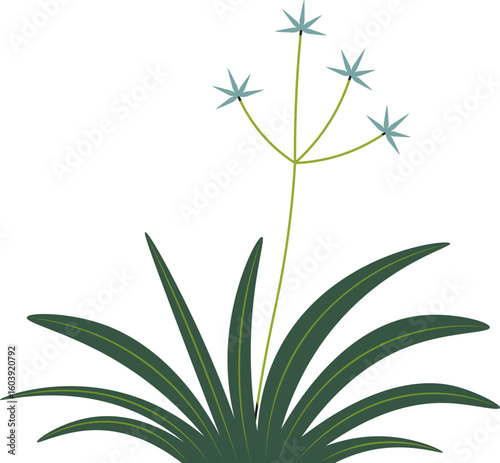 cute cartoon vector illustration of a grass with flowers.