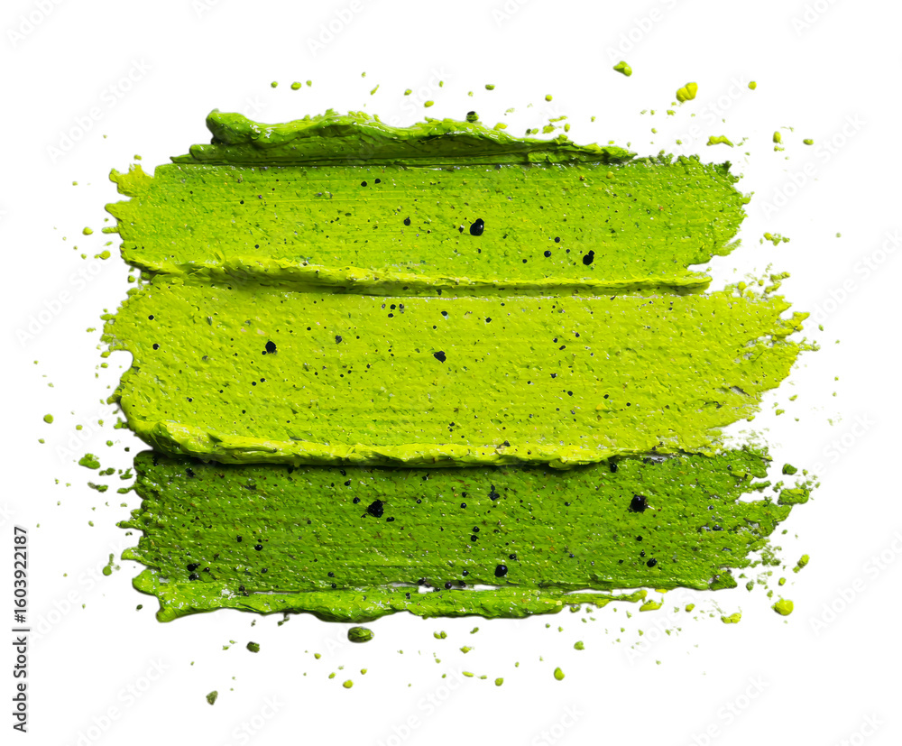 Fototapeta premium Vibrant green paint texture with a rough, artistic finish, perfect for creative backgrounds and design projects., transparent PNG