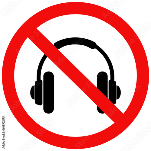 Do not use Headphones sign, No earphones vector sign. Flat vector illustration design.