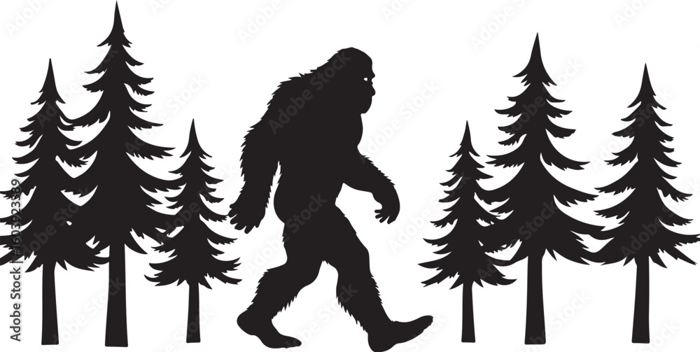 Fototapeta premium Bigfoot Pine Forest Silhouette bundle