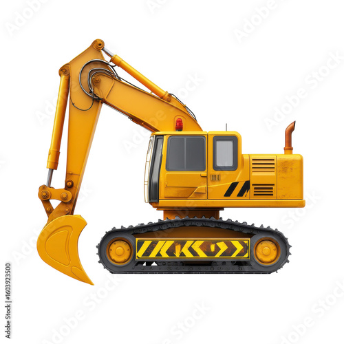 Excavator illustration Heavy equipment machinery digging construction vehicle transportation on transparent background