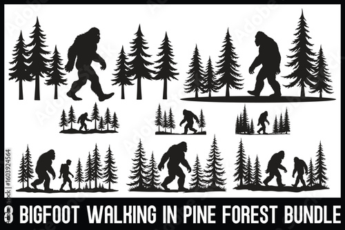 Bigfoot Pine Forest Silhouette bundle