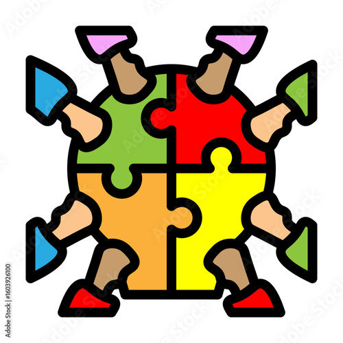 Peer Collaboration Vector Filled Icon Design