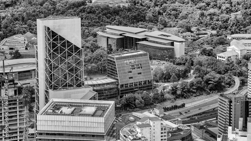 Photography Kuala Lumpur, Malaysia - December 28, 2019: Dramatic aerial view of Kuala Lumpur