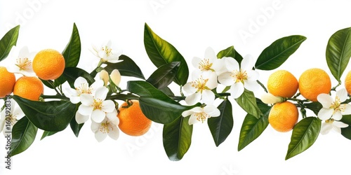 A white background with an isolated illustration of orange blossom flowers and leaves, representing the sweet aroma of citrus blossoms.