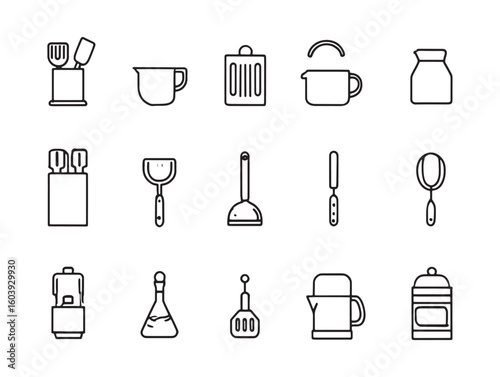 Utensil Holder Ultra Minimalist 2D Line Art 