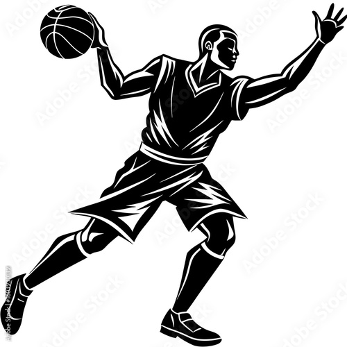 Silhouette of a Man Playing Basketball – Jump Shot Vector Illustration

