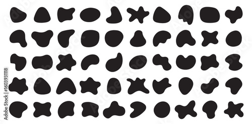 50 Unique Abstract Black Shapes. Irregular Forms for Design, Art, and Pattern Recognition.