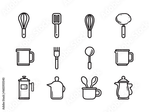 Utensil Holder Ultra Minimalist 2D Line Art 