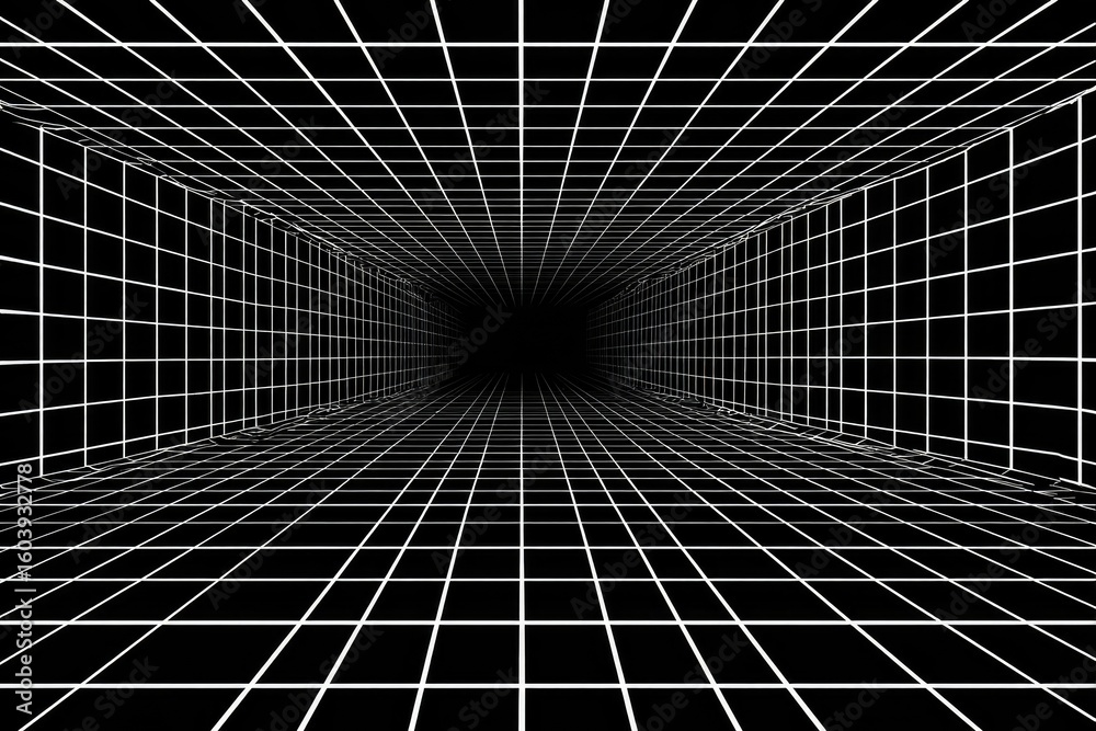 Obraz premium Perspective grid tunnel