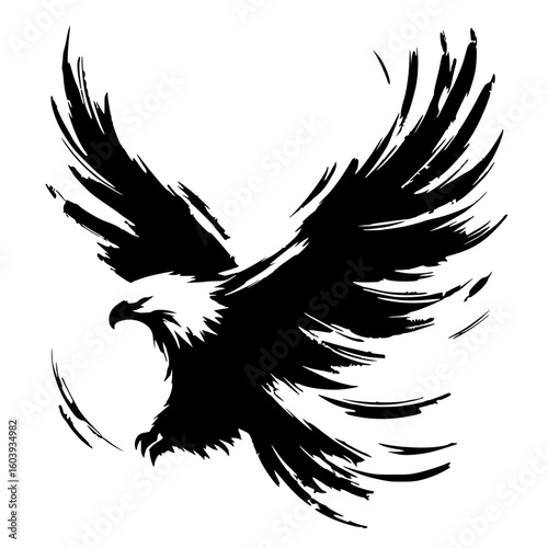Ink scratch eagle silhouette