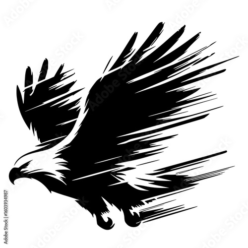 The silhouette of an eagle soaring