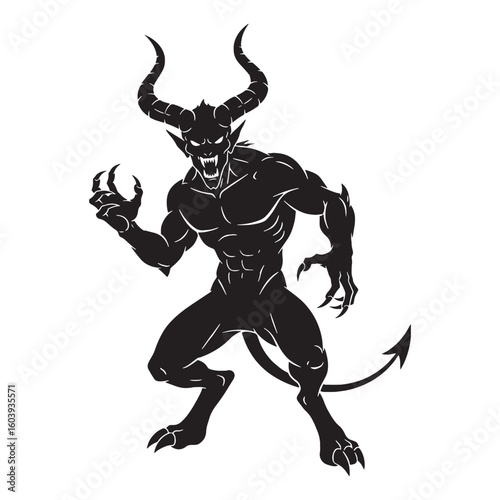 Unseen in daylight, feared at dusk – Demon silhouette emerging from demonic Demon vector – Demon illustration – Halloween vector

