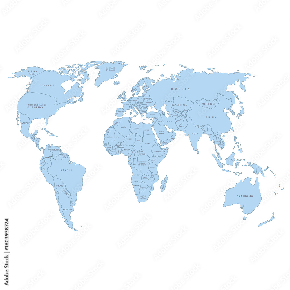 World map. Blue political map of the world cut out of paper on white background. Countries. Vector World map. Blue political map of the world cut out of paper on white background. Countries. Vector