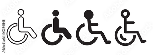 Evolution of Accessibility Symbols. Black Wheelchair Icon Set Highlighting Inclusive Design.