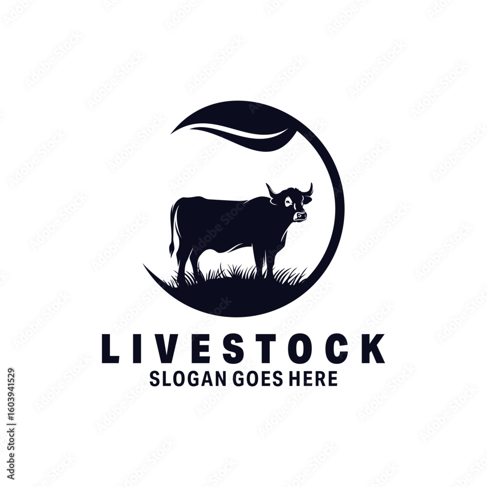 Obraz premium Cattle Farm Livestock Logo Design