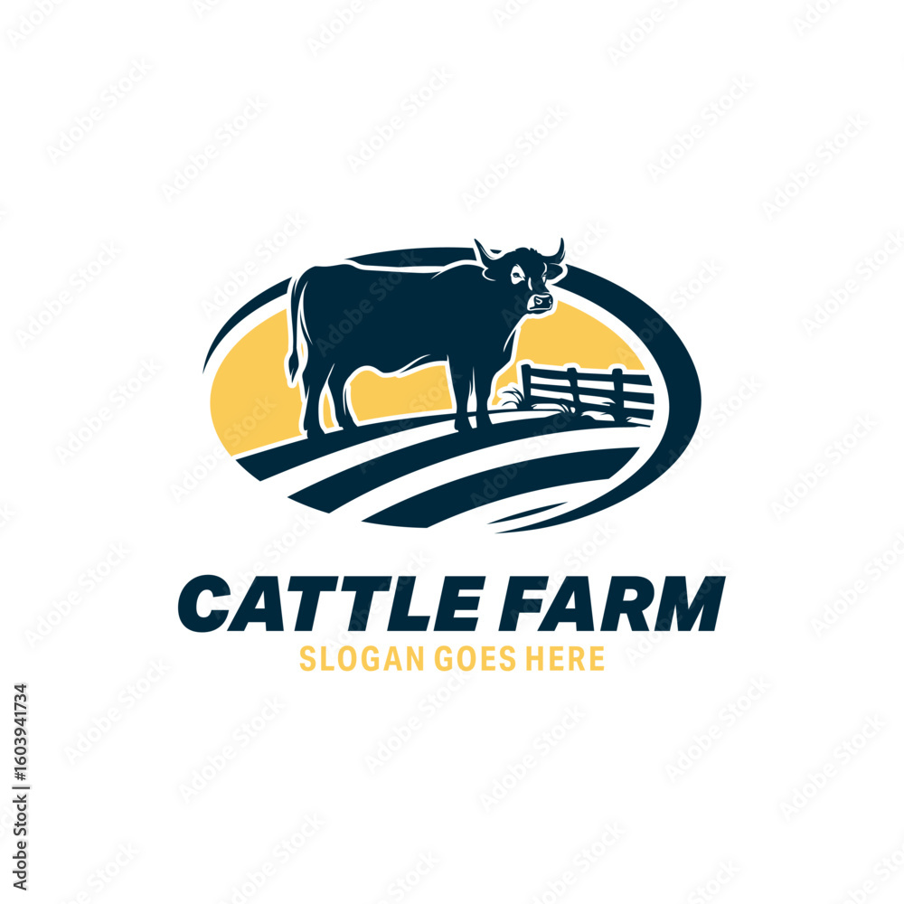 Obraz premium cattle farm logo vector template