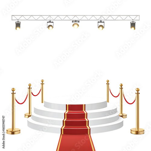 white red podium isolated on background white