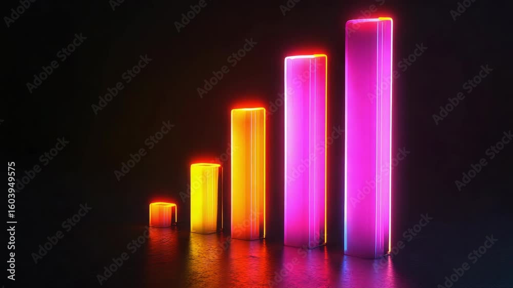Five LED lights in a vertical histogram columns, changing color 