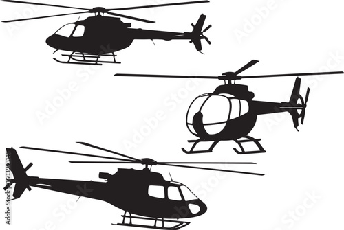 Helicopter Outline Silhouette – Clean Black Vector on White