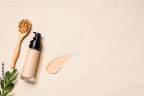 Flatlay of Makeup Products on Neutral Background