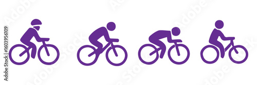 Man on bicycle icon, The man ride bicycle icon, bicycle icon, Bike. Bicycle vector icon. Concept of cycling. Go in for isolated bicycle lanes with a white background.