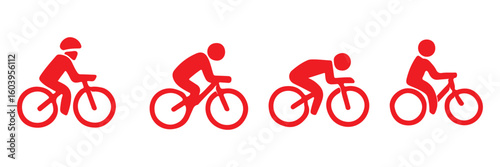 Man on bicycle icon, The man ride bicycle icon, bicycle icon, Bike. Bicycle vector icon. Concept of cycling. Go in for isolated bicycle lanes with a white background.