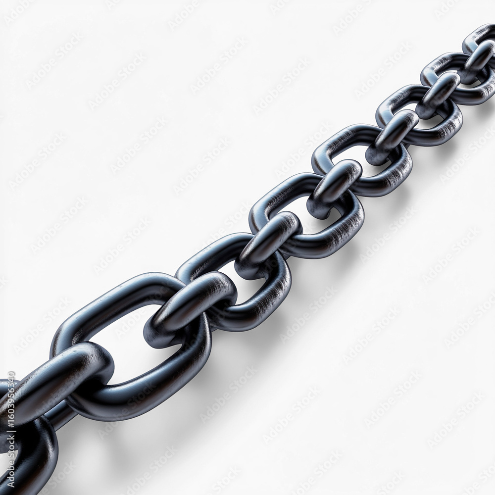 Fototapeta premium Strong metal chain links interconnected strength on a Transparent Background