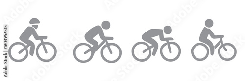 Man on bicycle icon, The man ride bicycle icon, bicycle icon, Bike. Bicycle vector icon. Concept of cycling. Go in for isolated bicycle lanes with a white background.