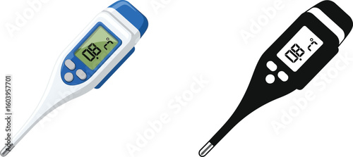 Digital thermometer vector illustration for medical health and temperature check